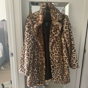 Cheetah print faux fur jacket